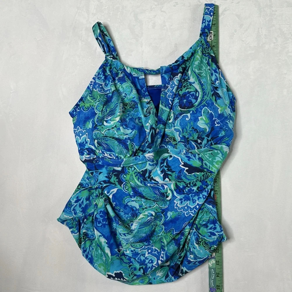 Lauren Ralph Lauren Tankini‎ Swimsuit Top Blue Paisley Pattern Women’s Size 18 W